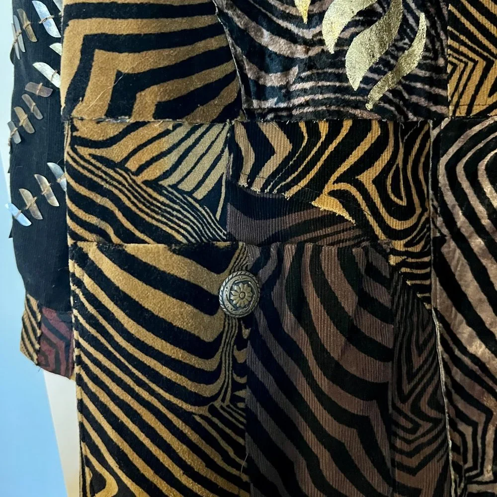 NWT Sandy Starkman Rare Vintage Animal Jacket Duster Boho Chic Embellished M - Picture 8 of 9